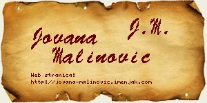 Jovana Malinović vizit kartica